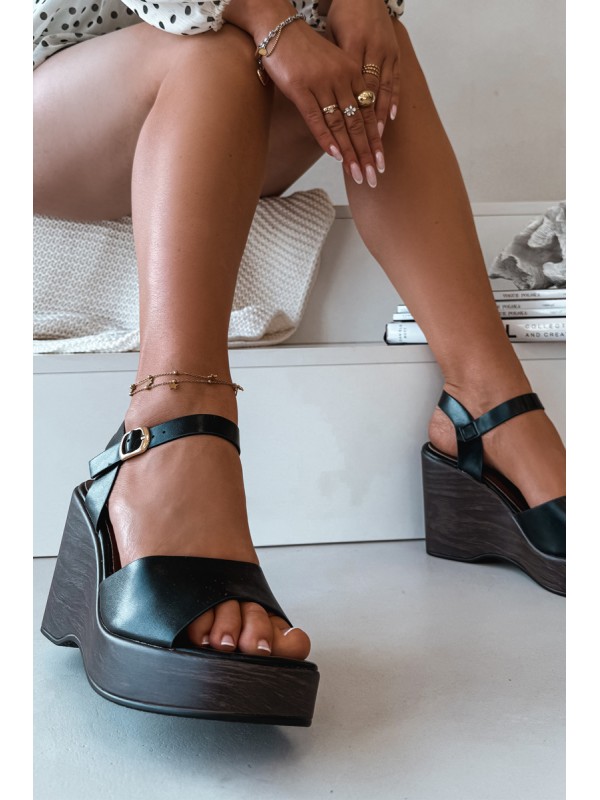 Women's Platform Sandals Eco Leather Black Parilisse