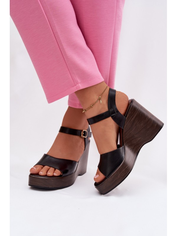 Women's Platform Sandals Eco Leather Black Parilisse