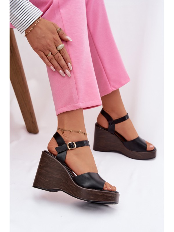 Women's Platform Sandals Eco Leather Black Parilisse