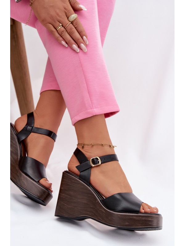 Women's Platform Sandals Eco Leather Black Parilisse