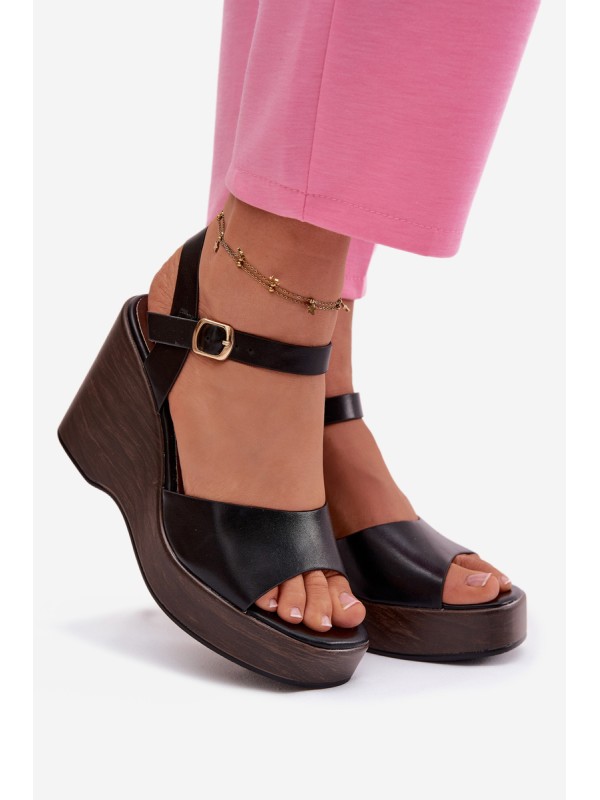 Women's Platform Sandals Eco Leather Black Parilisse