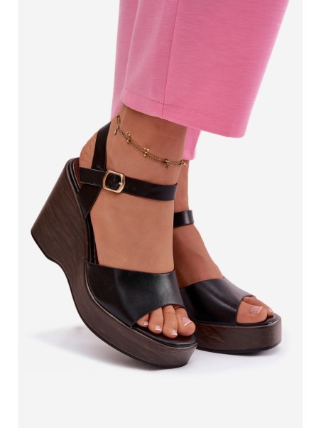 Women's Platform Sandals Eco Leather Black Parilisse