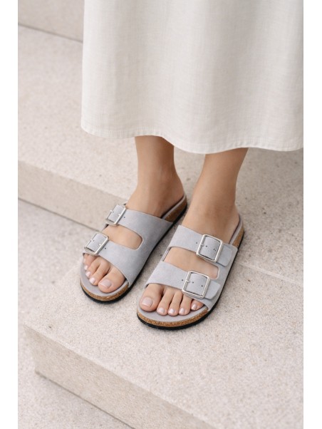 Women's Blue Slides With Buckles Oliena
