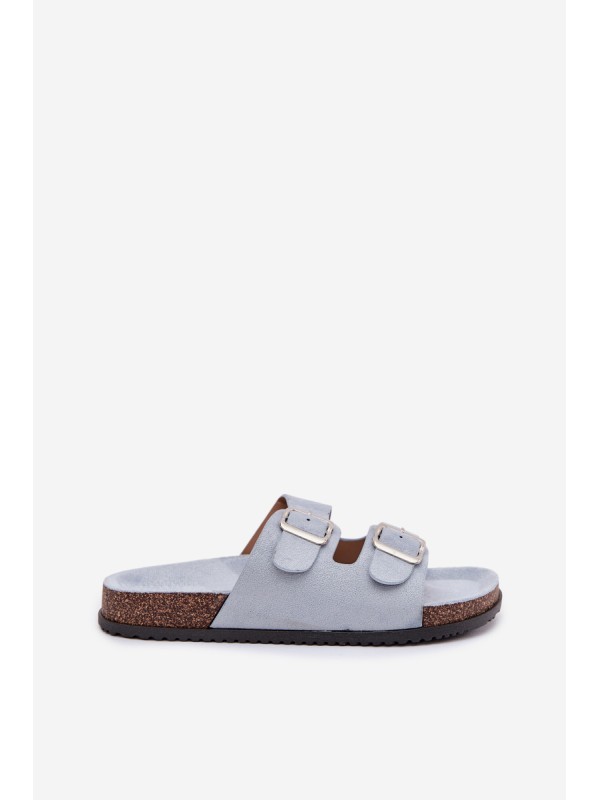 Women's Blue Slides With Buckles Oliena