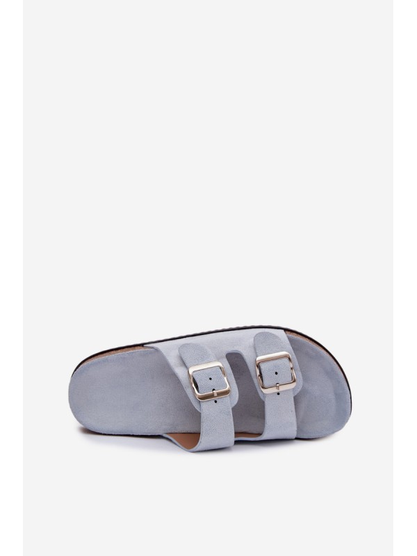 Women's Blue Slides With Buckles Oliena