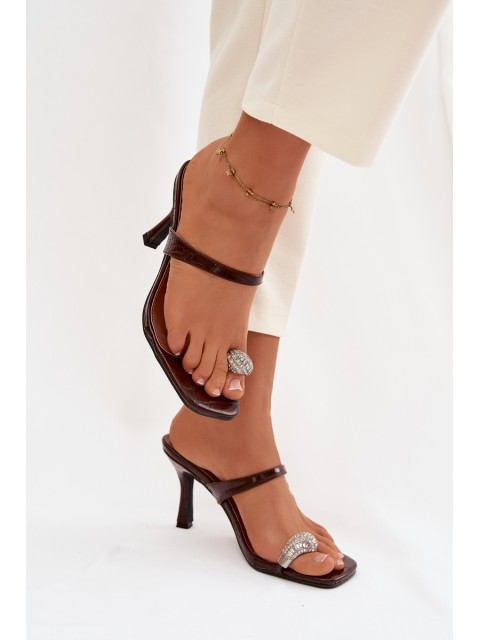 Women's High Heel Sandals With Decorative Detail Chocolate Lorissa