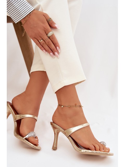 Women's High Heel Sandals With Decorative Detail Gold Lorissa 2