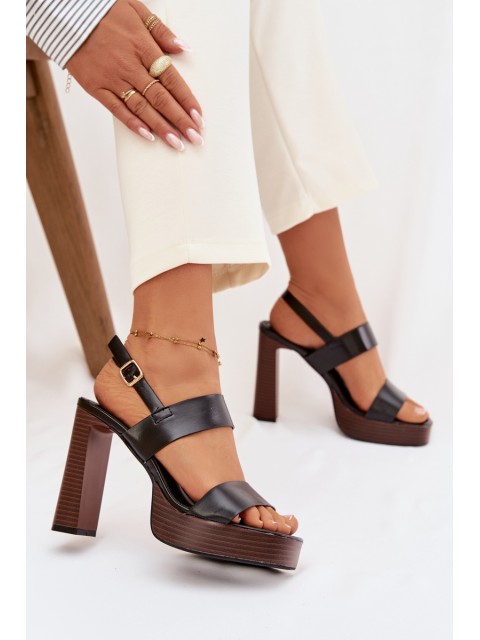 Women's Block Heel and Platform Sandals Eco Leather Black Hanelia