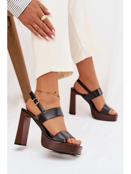 Women's Block Heel and Platform Sandals Eco Leather Black Hanelia