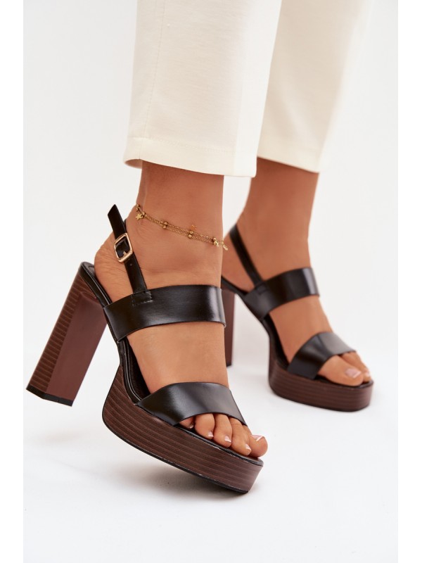 Women's Block Heel and Platform Sandals Eco Leather Black Hanelia