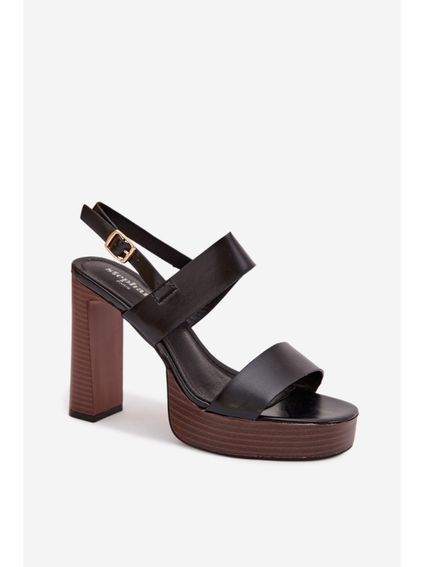 Women's Block Heel and Platform Sandals Eco Leather Black Hanelia