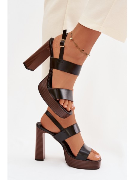 Women's Block Heel and Platform Sandals Eco Leather Black Hanelia