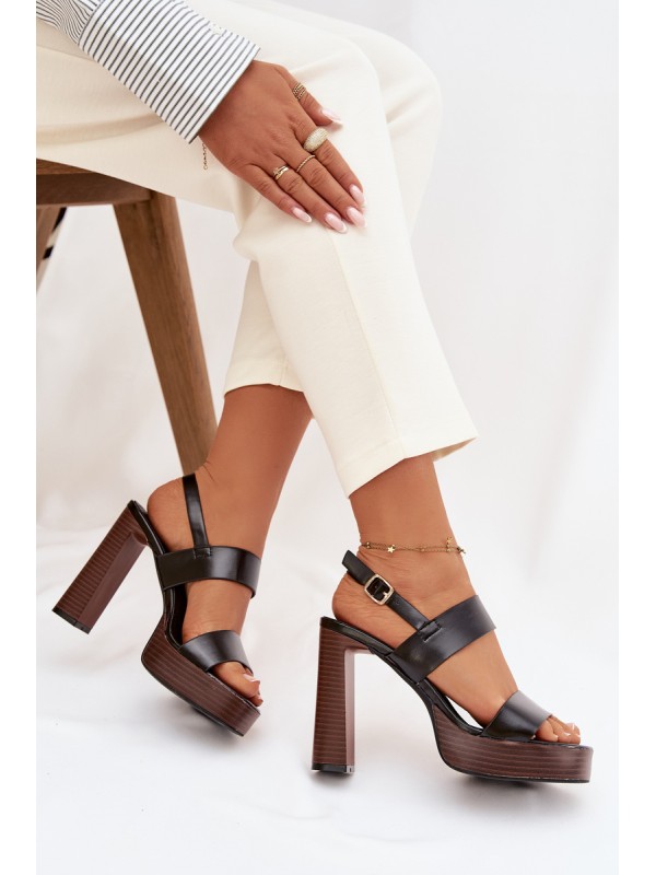 Women's Block Heel and Platform Sandals Eco Leather Black Hanelia