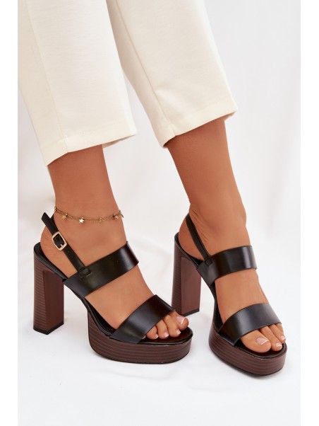 Women's Block Heel and Platform Sandals Eco Leather Black Hanelia
