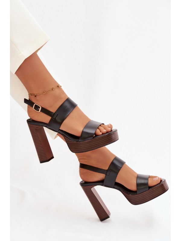 Women's Block Heel and Platform Sandals Eco Leather Black Hanelia