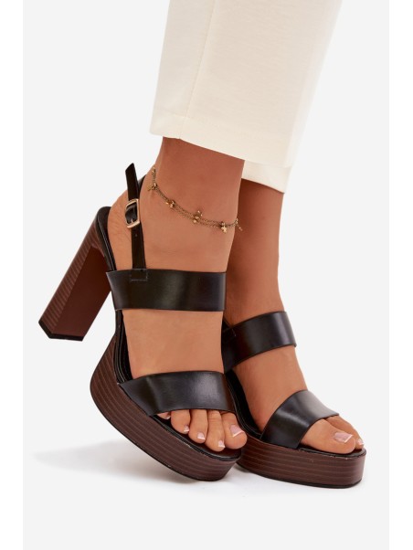 Women's Block Heel and Platform Sandals Eco Leather Black Hanelia