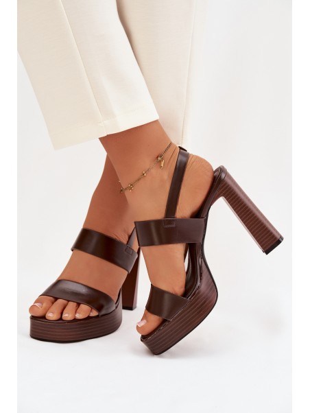Women's Block Heel and Platform Sandals Eco Leather Chocolate Hanelia