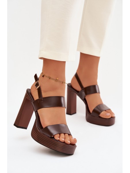 Women's Block Heel and Platform Sandals Eco Leather Chocolate Hanelia