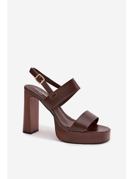 Women's Block Heel and Platform Sandals Eco Leather Chocolate Hanelia