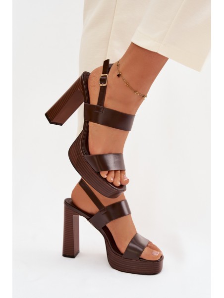 Women's Block Heel and Platform Sandals Eco Leather Chocolate Hanelia