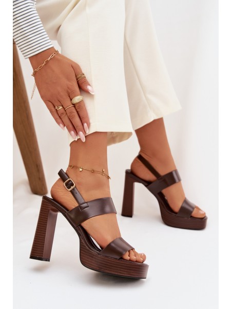 Women's Block Heel and Platform Sandals Eco Leather Chocolate Hanelia