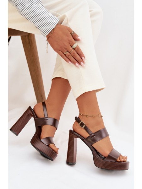 Women's Block Heel and Platform Sandals Eco Leather Chocolate Hanelia