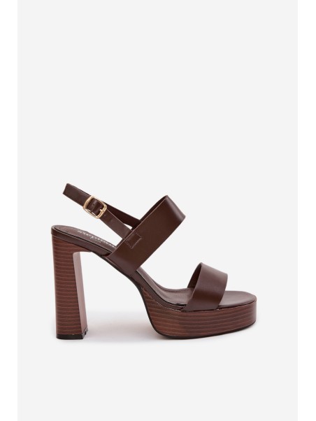 Women's Block Heel and Platform Sandals Eco Leather Chocolate Hanelia