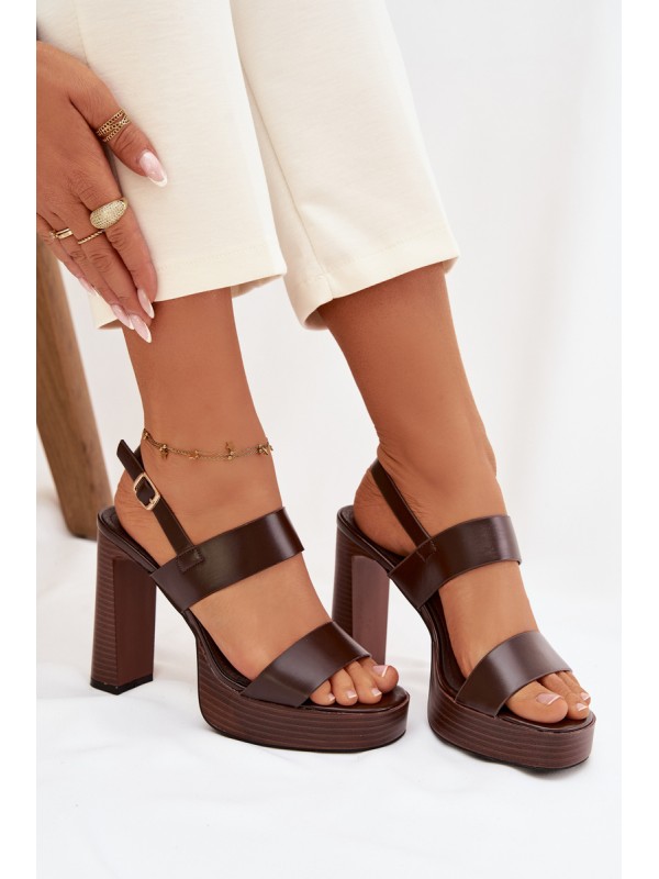 Women's Block Heel and Platform Sandals Eco Leather Chocolate Hanelia