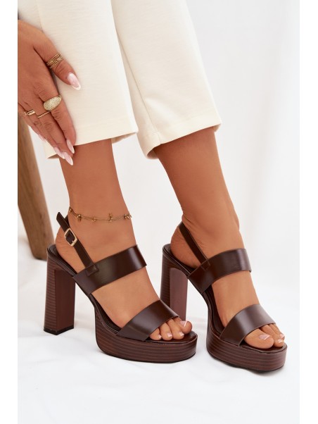 Women's Block Heel and Platform Sandals Eco Leather Chocolate Hanelia