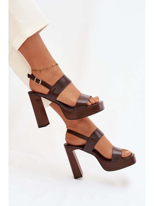 Women's Block Heel and Platform Sandals Eco Leather Chocolate Hanelia
