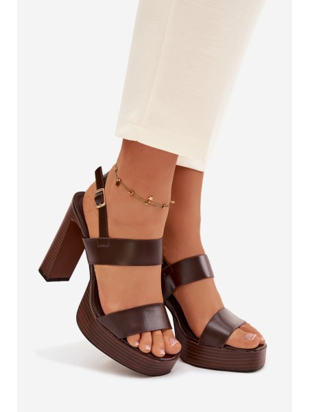 Women's Block Heel and Platform Sandals Eco Leather Chocolate Hanelia