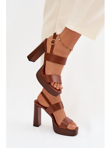 Women's Block Heel and Platform Sandals Eco Leather Camel Hanelia