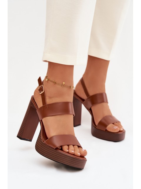 Women's Block Heel and Platform Sandals Eco Leather Camel Hanelia 2