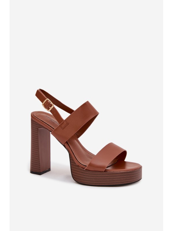 Women's Block Heel and Platform Sandals Eco Leather Camel Hanelia