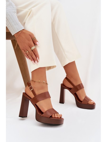 Women's Block Heel and Platform Sandals Eco Leather Camel Hanelia