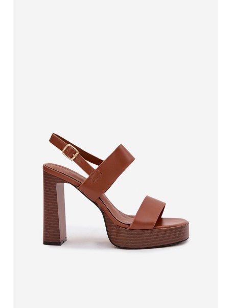 Women's Block Heel and Platform Sandals Eco Leather Camel Hanelia