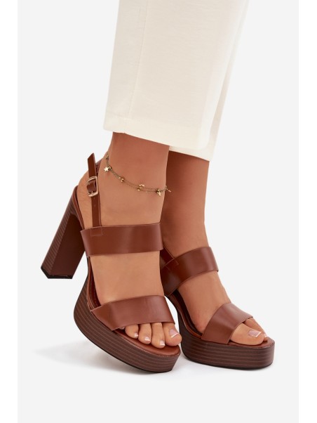 Women's Block Heel and Platform Sandals Eco Leather Camel Hanelia