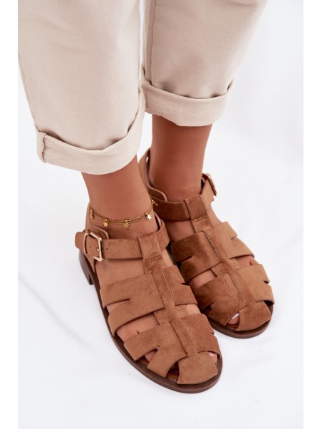 Women's Roman Sandals With Gold Buckle Camel Janessa