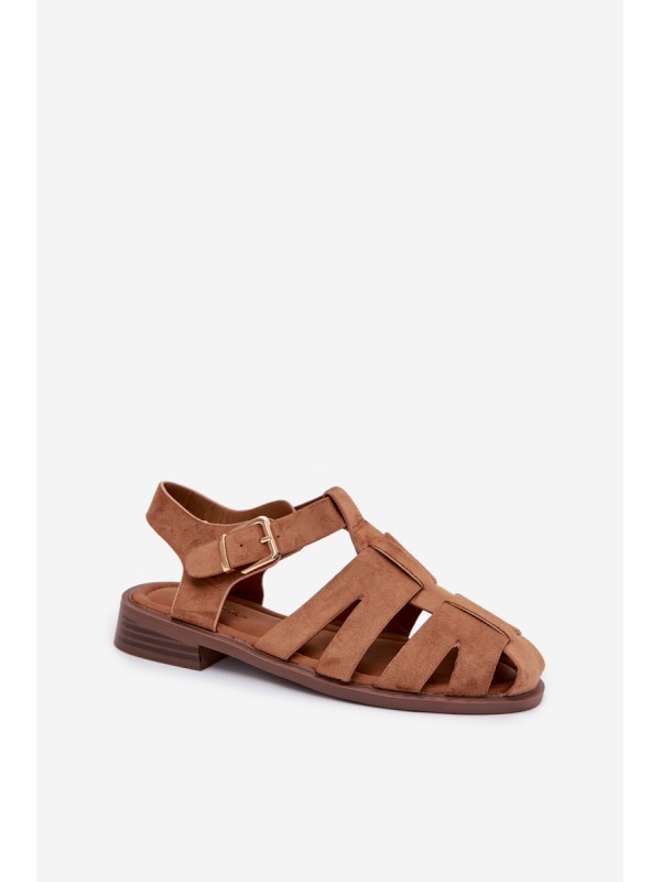 Women's Roman Sandals With Gold Buckle Camel Janessa