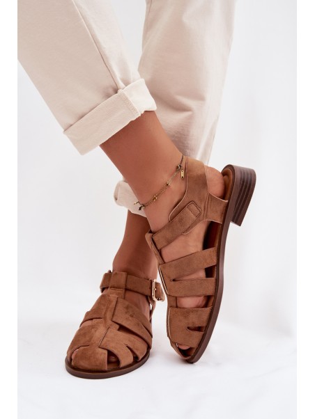 Women's Roman Sandals With Gold Buckle Camel Janessa