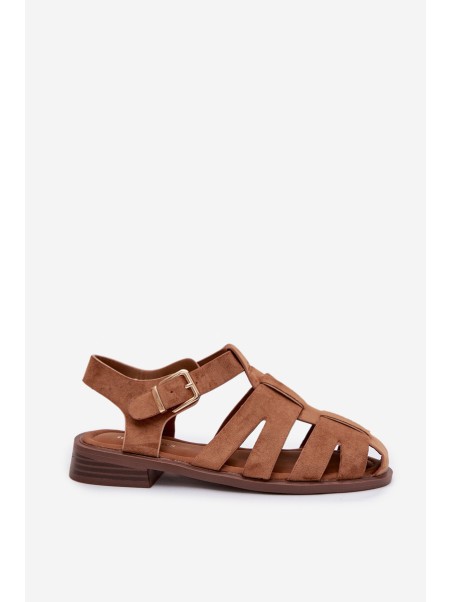 Women's Roman Sandals With Gold Buckle Camel Janessa