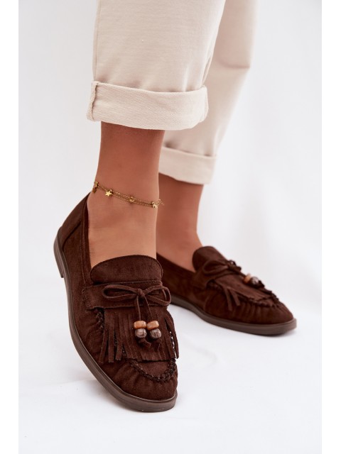 Women's Moccasins With Fringes And Beads Chocolate Teressa 2