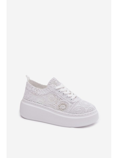 Crochet Women's Platform Sneakers White Evalora
