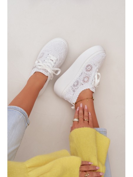 Crochet Women's Platform Sneakers White Evalora