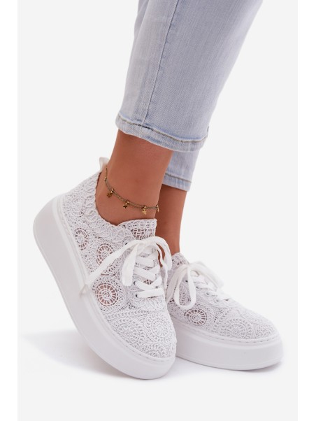 Crochet Women's Platform Sneakers White Evalora