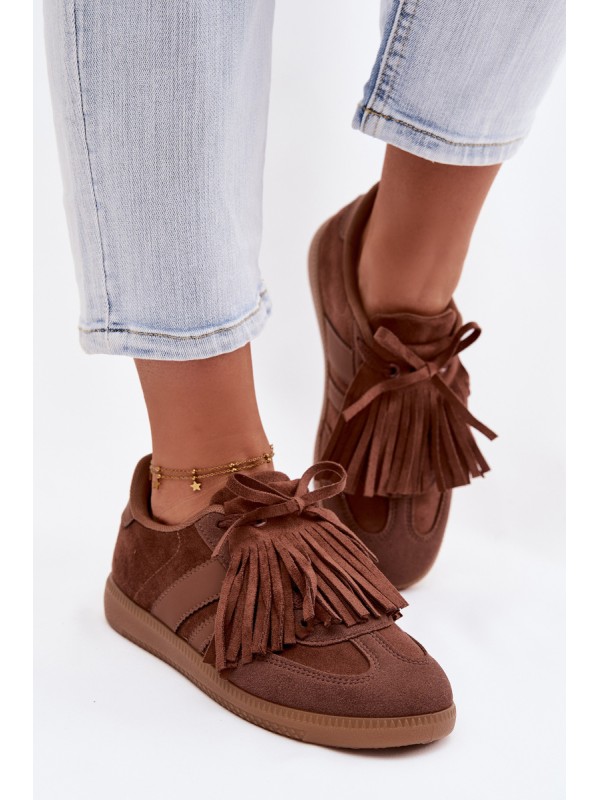 Women's Sneakers With Fringes Brown Dorivelle
