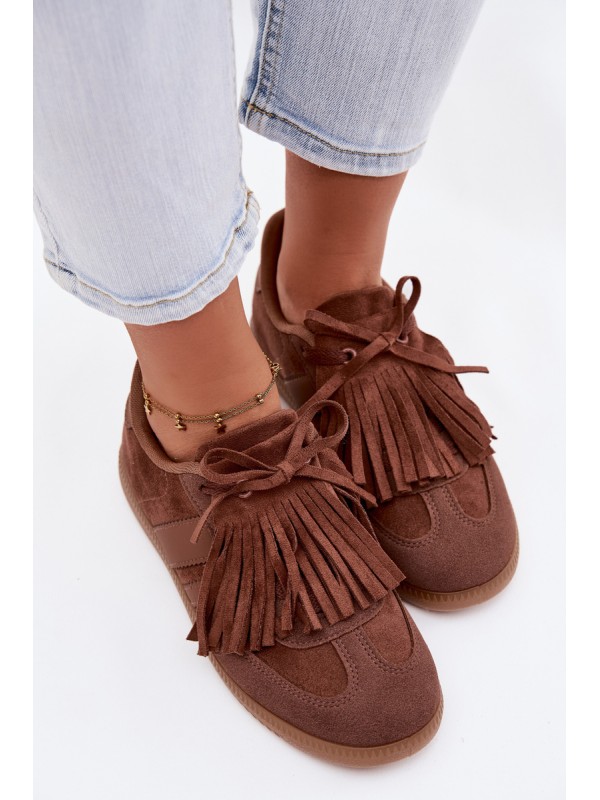 Women's Sneakers With Fringes Brown Dorivelle