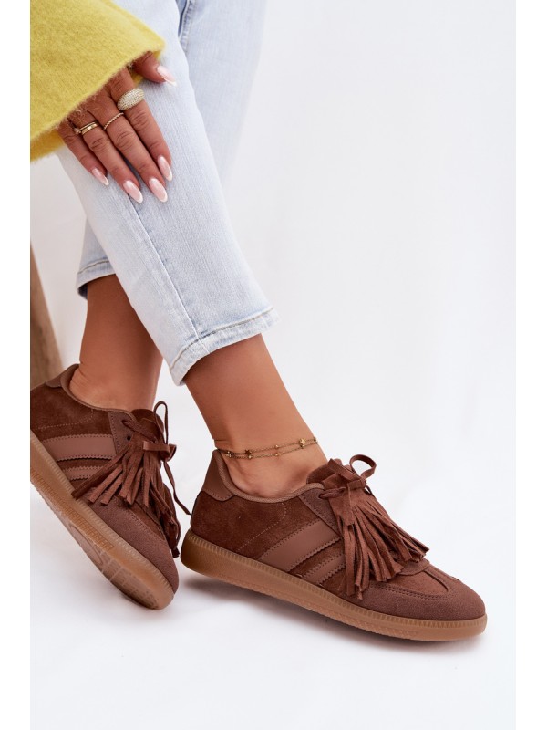 Women's Sneakers With Fringes Brown Dorivelle