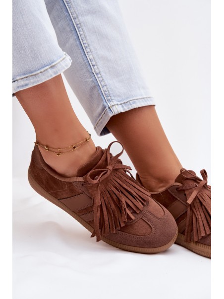 Women's Sneakers With Fringes Brown Dorivelle