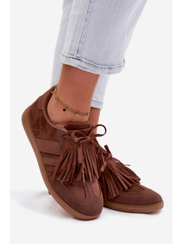 Women's Sneakers With Fringes Brown Dorivelle